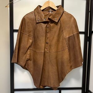 Vintage Vero Moda Brown Genuine Leather Cape S/M